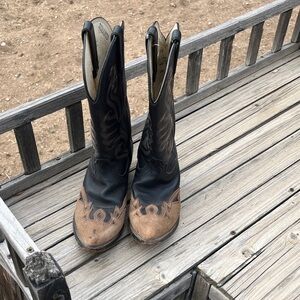 Durango Black and Tan Leather Cowboy Boots